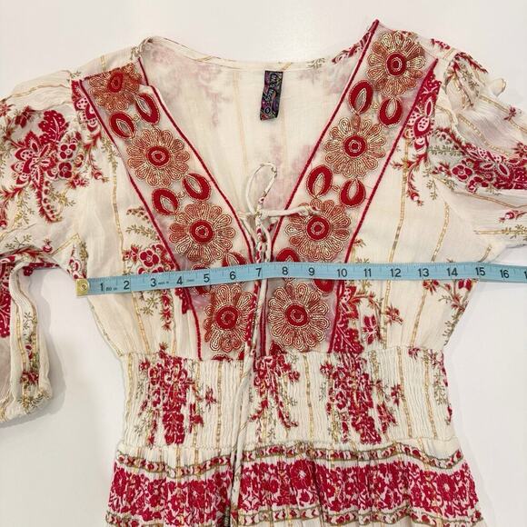 Anthropologie Bohemian Dress Size Small Boho Red Gold Long Maxi Me 2 Magic NWOT - Picture 11 of 15